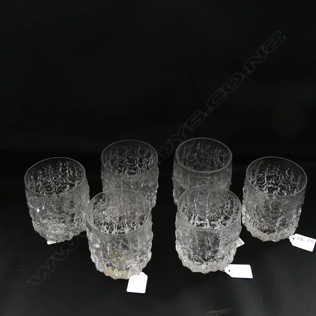 Six Whitefriars 'Glacier' pattern crystal whisky tumblers Image 1++